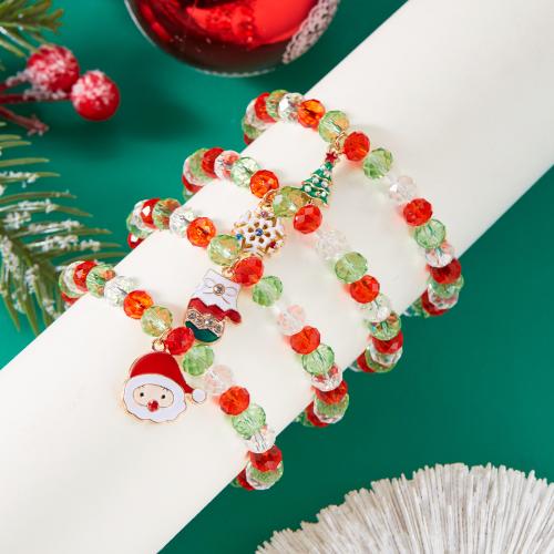 Bracelet de vacances de Noël, alliage de zinc, avec verre, Conception de Noël & styles différents pour le choix & émail & avec strass, plus de couleurs à choisir, Vendu par PC