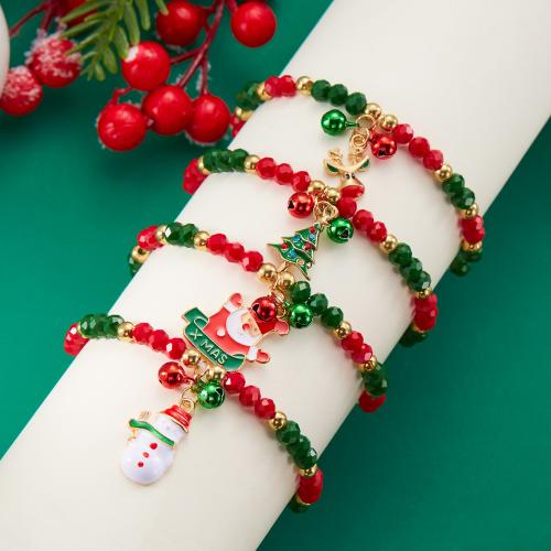 Christmas Holiday Bracelet, Tibetan Style, with Glass, Vacuum Ion Plating, Christmas Design & different styles for choice & enamel & with rhinestone, more colors for choice, Sold By PC