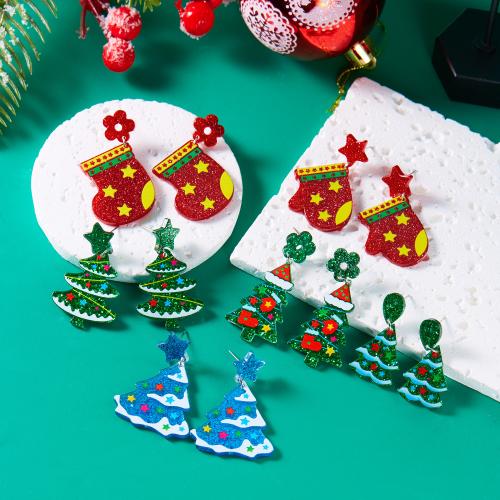 Pendientes de Navidad, Acrílico, Diseño de Navidad & diferentes estilos para la opción, más colores para la opción, Vendido por Par