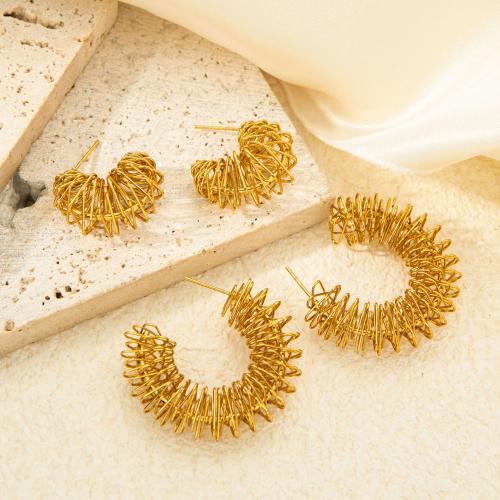 Boucle d'oreille de gaujon en acier inoxydable, Acier inoxydable 304, bijoux de mode & styles différents pour le choix & pour femme, doré, Vendu par paire