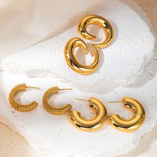 Boucle d'oreille de gaujon en acier inoxydable, Acier inoxydable 304, bijoux de mode & styles différents pour le choix & pour femme, doré, Vendu par paire