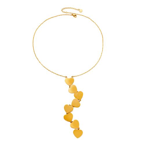 Collier de bijoux en acier inoxydable, Acier inoxydable 304, avec 5cm chaînes de rallonge, coeur, bijoux de mode & pour femme, doré, Longueur:Environ 47 cm, Vendu par PC