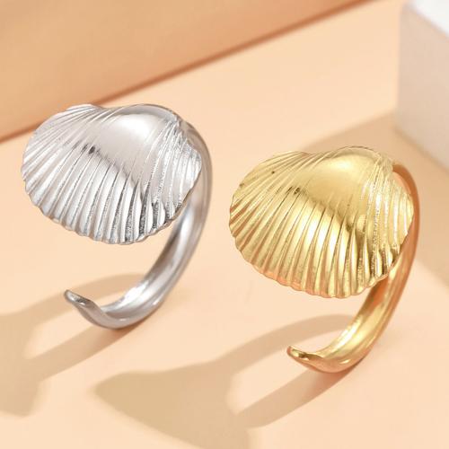 Stainless Steel Finger Ring, 304 Stainless Steel, Shell, fashion jewelry & for woman, more colors for choice, inside diameter 17mm, Sold By PC