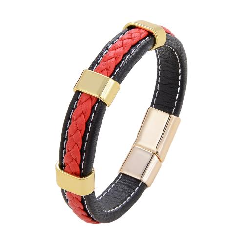 cuir PU bracelet, avec alliage de zinc, Placage, bijoux de mode & unisexe, plus de couleurs à choisir, Longueur:Environ 21 cm, Vendu par PC