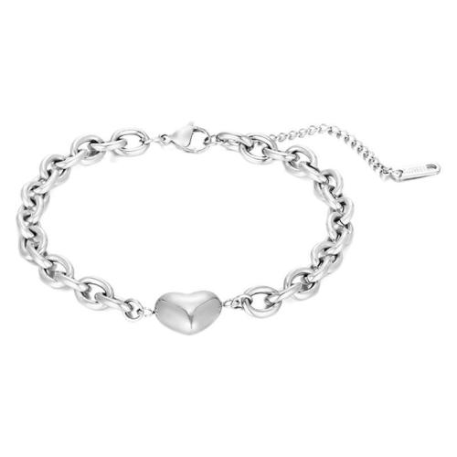 Bijoux bracelet en acier inoxydable, Acier inoxydable 304, avec 6cm chaînes de rallonge, coeur, bijoux de mode & pour femme, plus de couleurs à choisir, Longueur:Environ 20 cm, Vendu par PC