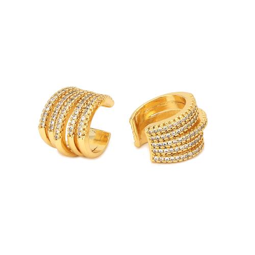 Cubic Zirconia Micro Pave Latão Brinco, cobre, cromado de cor dourada, joias de moda & tamanho diferente para a escolha & micro pavimento em zircônia cúbica & para mulher, Mais cores pare escolha, níquel, chumbo e cádmio livre, vendido por par