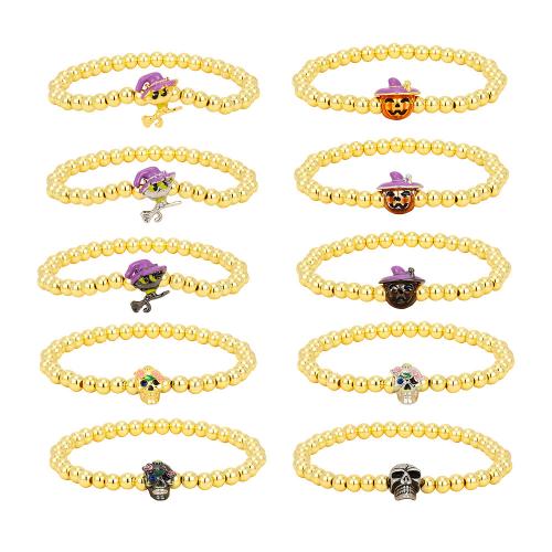 Bracelets en laiton, Placage, Bijoux d'Halloween & pour femme & émail, plus de couleurs à choisir, protéger l'environnement, sans nickel, plomb et cadmium, Longueur:Environ 16-17 cm, Vendu par PC