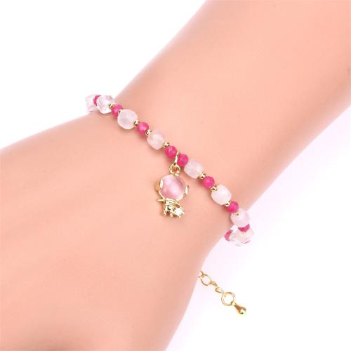 Gemstone Bracelets, Natural Stone, with Brass, gold color plated, fashion jewelry & for woman, more colors for choice, Length:Approx 16-22 cm, Sold By PC