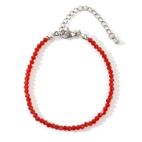 Bracelets de cristal, avec Acier inoxydable 304, avec 5cm chaînes de rallonge, bijoux de mode & pour femme, Longueur:Environ 16.5-17 cm, Vendu par PC