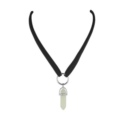 Crystal Necklace, Velveteen, with Crystal, fashion jewelry & luminated, black, Sold By PC