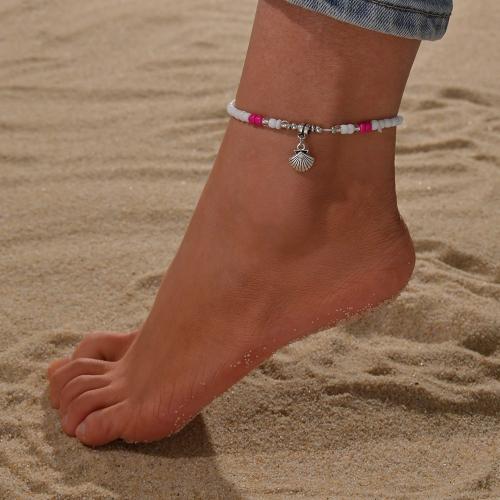 Mode Smycken Anklet, Seedbead, med Zink Alloy, vit, Säljs av PC