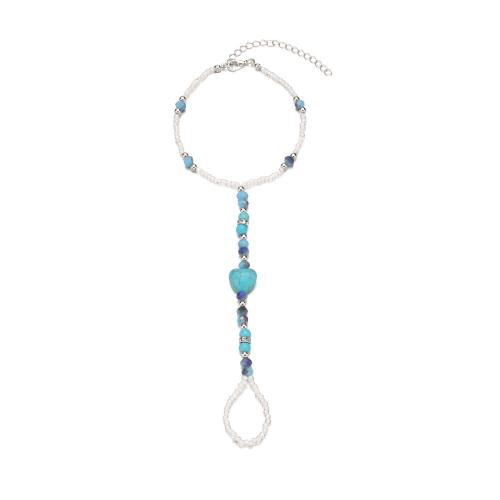 Fashion Jewelry Anklet Seedbead with turquoise blue nickel lead & cadmium free Sold By PC