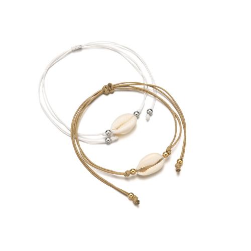 Mode Smycken Anklet, Vax, med Shell, blandade färger, 2PC/Ställ, Säljs av Ställ