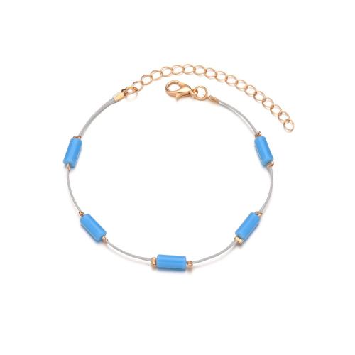 Fashion Jewelry Anklet, corde de cire, avec résine, bijoux de mode, bleu, Vendu par PC