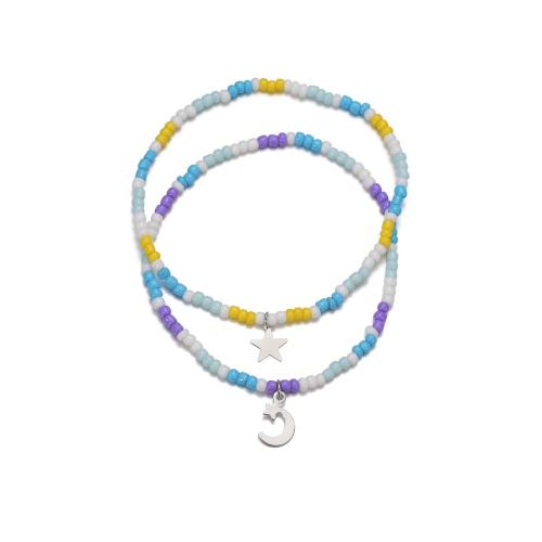 Fashion Jewelry Anklet, Seedbead, with Tibetan Style, mixed colors, 2PCs/Set, Sold By Set