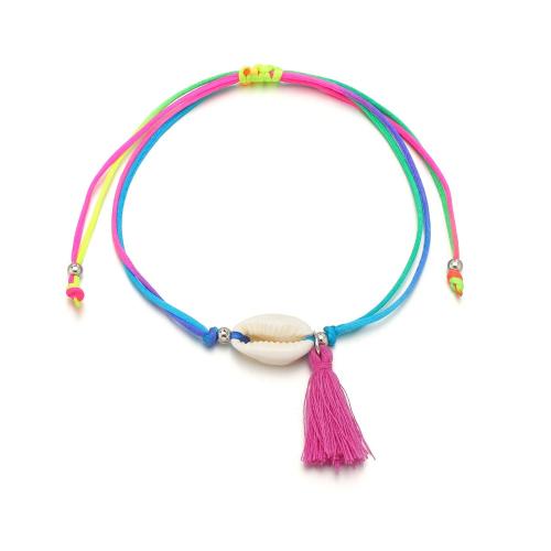 Fashion Jewelry Anklet, corde en nylon, avec coquille, bijoux de mode, multicolore, Vendu par PC