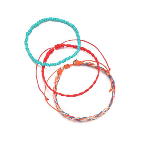 Fashion Jewelry Anklet, Nylon Cord, with Seedbead, mixed colors, 3PCs/Set, Sold By Set