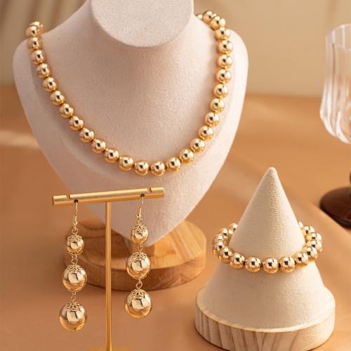 Tibetan Style Jewelry Sets, bracelet & earring & necklace, plated, for woman, gold, Sold By Set