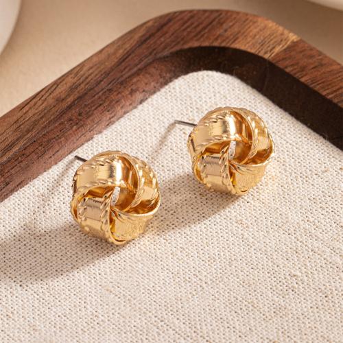 Tibetan Style Stud Earring, plated, for woman, gold, Sold By Pair