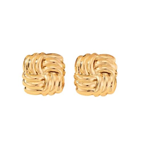 Zinklegering oorknoppen, Zinc Alloy, plated, voor vrouw, goud, Verkocht door pair