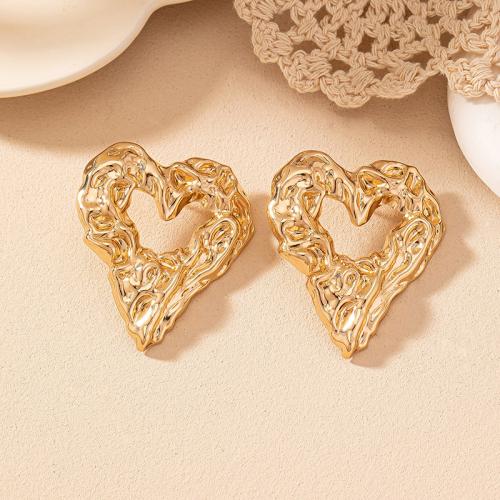 Tibetan Style Stud Earring, Heart, plated, for woman, gold, Sold By Pair