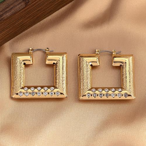 Tibetan Style Drop Earrings, plated, micro pave cubic zirconia & for woman, gold, Sold By Pair