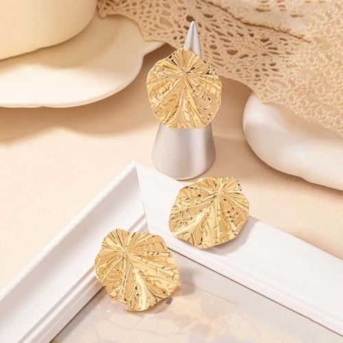 Tibetan Style Jewelry Sets, Stud Earring & finger ring, plated, for woman, gold, Sold By Set