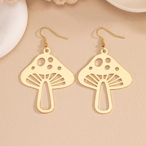 Tibetan Style Drop Earrings, mushroom, plated, for woman, gold, Sold By Pair