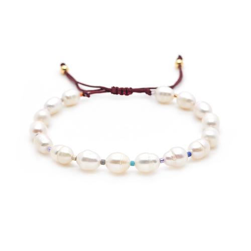 Brass Bracelet & Bangle, with Seedbead & Wax Cord & Shell & Freshwater Pearl, different styles for choice & for woman, more colors for choice, Sold By PC