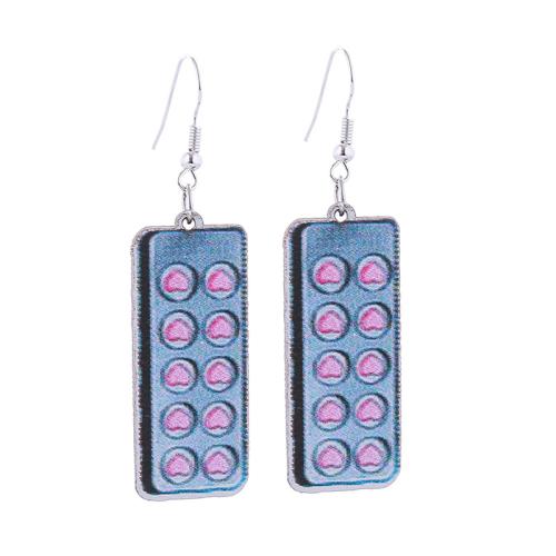 Boucles d'oreilles en alliage de zinc, avec Acrylique, Impression, styles différents pour le choix & pour femme, plus de couleurs à choisir, Vendu par paire