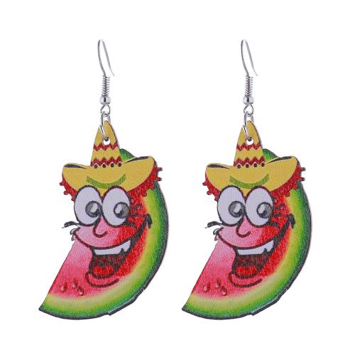 Wood Earring, Tibetan Style, with Wood, printing, different styles for choice & for woman, more colors for choice, Sold By Pair