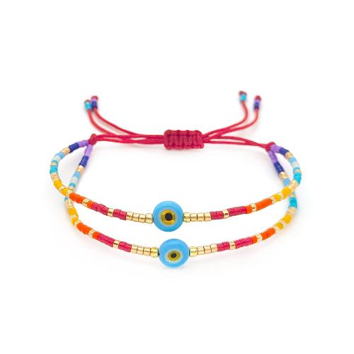 Evil Eye Jewelry Bracelet, Lampwork, with Seedbead, folk style & for woman, mixed colors, Sold By PC