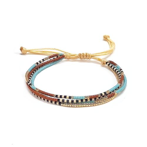 Moda crear pulseras de cordón de cera, con Seedbead, Estilo bohemio & para mujer, color mixto, Vendido por UD