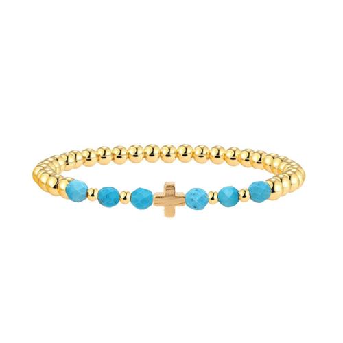 Bracelets en laiton, avec turquoise, styles différents pour le choix & pour femme, doré, Vendu par PC