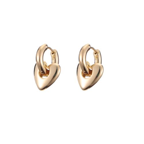 Laiton Leverback boucle d'oreille, Plaqué or 18K, bijoux de mode & pour femme, doré, 25x18mm, Vendu par paire