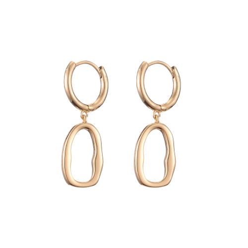 Laiton Leverback boucle d'oreille, Plaqué or 18K, bijoux de mode & pour femme, doré, 36x16mm, Vendu par paire