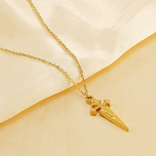 Stainless Steel Jewelry Necklace, 304 Stainless Steel, 18K gold plated, fashion jewelry & for woman, golden, 30x14mm, Length:Approx 45 cm, Sold By PC