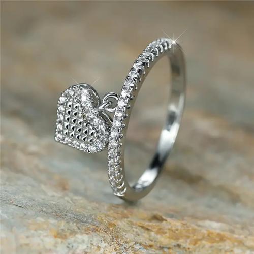 Cubic Zirconia Micro Pave Brass Ring, Heart, different size for choice & micro pave cubic zirconia & for woman, more colors for choice, Sold By PC