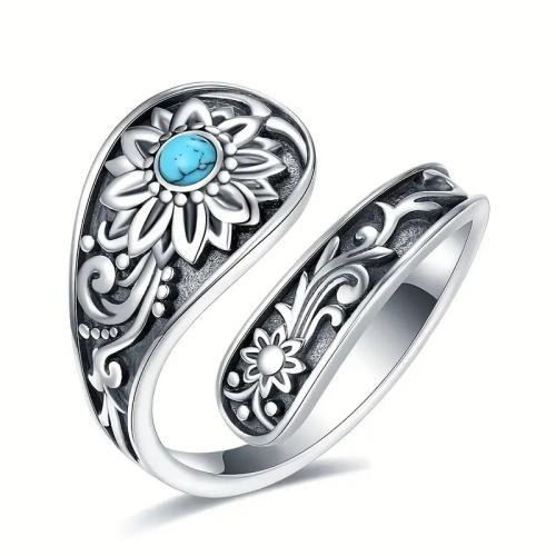 Tibetan Style Finger Ring, with Turquoise, fashion jewelry & different size for choice & for woman, Sold By PC