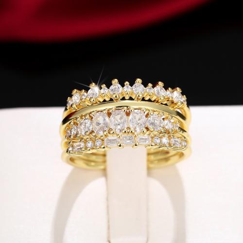 Fashion Brass Ring Set, 4 pieces & different size for choice & micro pave cubic zirconia & for woman, Sold By Set