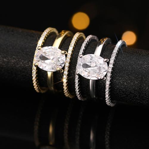 Fashion Brass Ring Set, three pieces & different size for choice & micro pave cubic zirconia & for woman, more colors for choice, Sold By Set