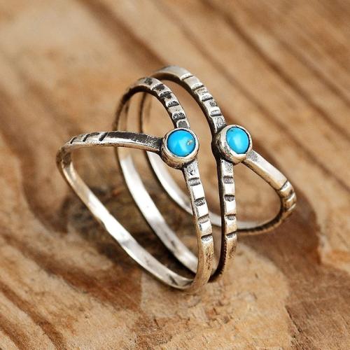 Brass Finger Ring, with Turquoise, fashion jewelry & different size for choice & for woman, Sold By PC