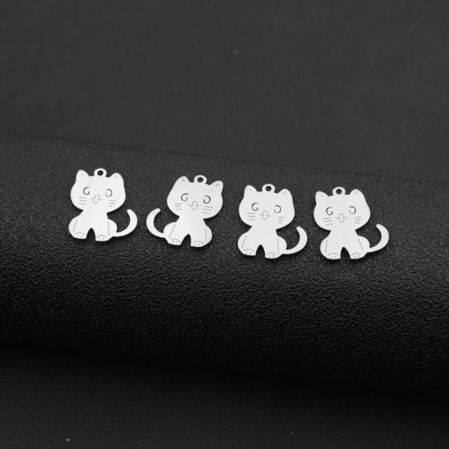 Acier inoxydable animaux Pendentifs, Acier inoxydable 304, chat, DIY, couleur originale, Vendu par PC