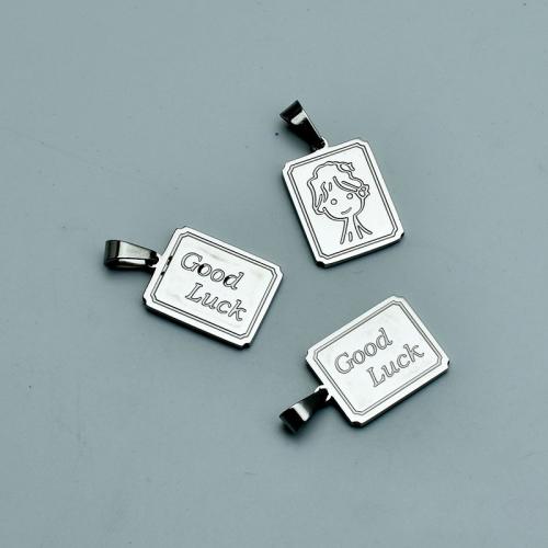 Stainless Steel Pendants, 304 Stainless Steel, Rectangle, DIY, original color, 15x30x1.90mm, Sold By PC