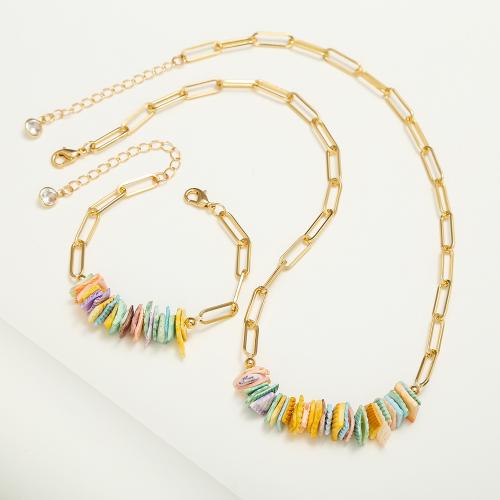 Sets de Nácar, pulsera & collar, metal, con Nácar, chapado en color dorado, Joyería & diferentes estilos para la opción & para mujer, más colores para la opción, libre de níquel, plomo & cadmio, Vendido por UD