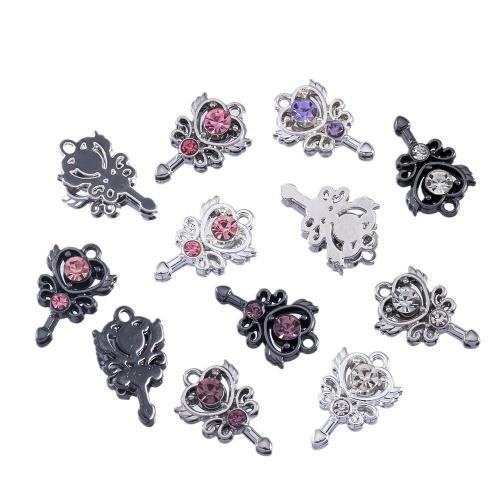 Tibetan Style Rhinestone Pendants, Magic Wand, plated, DIY & with rhinestone, more colors for choice, nickel, lead & cadmium free, 12x20mm, Hole:Approx 1.5mm, Approx 100PCs/Bag, Sold By Bag