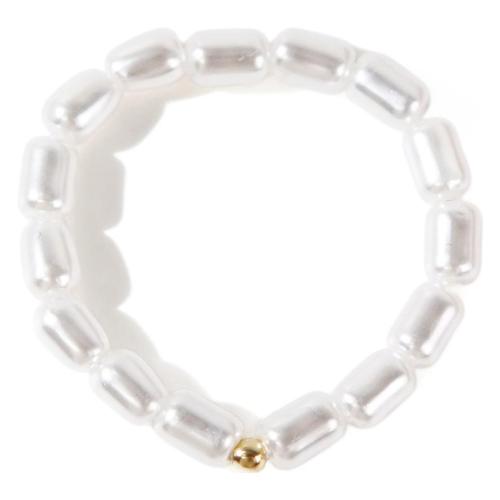 Finger Ring Jewelry, Plastic Pearl, handmade, fashion jewelry & elastic & for woman, white, Sold By PC