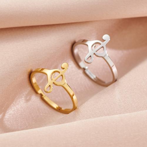 Stainless Steel Finger Ring 304 Stainless Steel Music Note plated Adjustable & for woman inner ~20mm Sold By PC