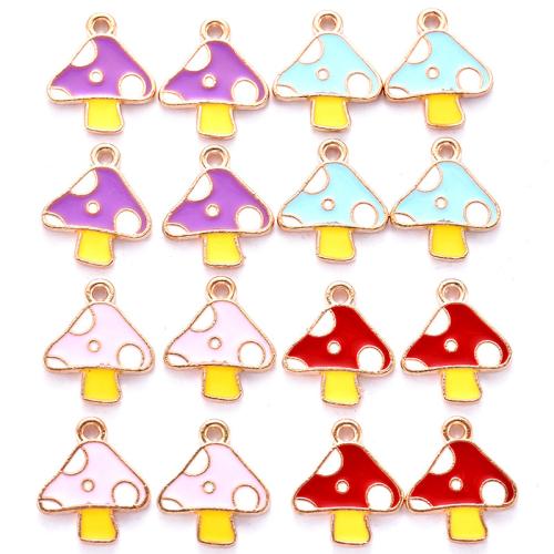 Tibetan Style Enamel Pendants, mushroom, gold color plated, DIY, more colors for choice, 15x13mm, 100PCs/Bag, Sold By Bag