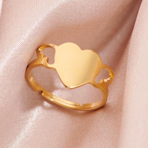 Stainless Steel Finger Ring, 304 Stainless Steel, Heart, plated, Adjustable & for woman, more colors for choice, inner diameter:17~20mm, Sold By PC